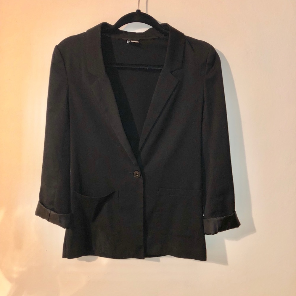 Black One Button Blazer